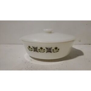 Anchor‎ Hocking Fire King Meadow Green 437  1  1/2 Qt Casserole Dish With Lid